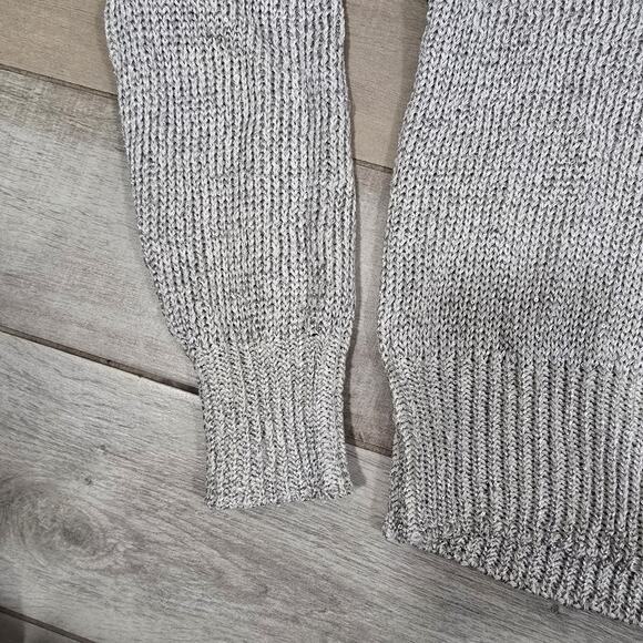 Marled Womens Light Gray Metallic Sweater Size L Shimmery Knit Collared Pullover - Picture 8 of 12